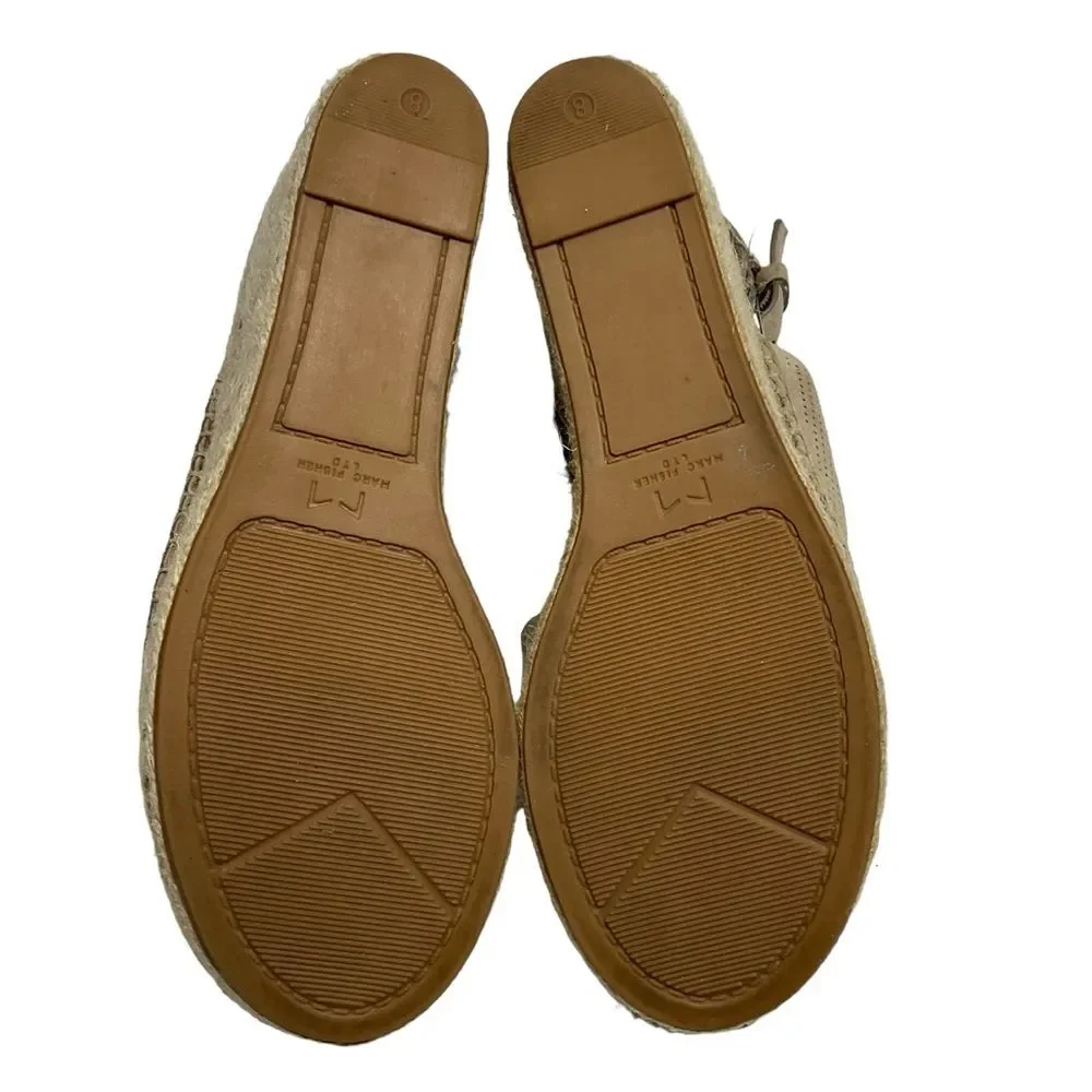 Marc Fisher Landela Tan Leather  D'Orsay Espadrille Wedge Sandals Size 8